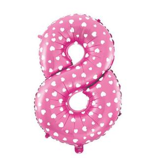 Balon Folie Cifra 8, Roz, 45 cm