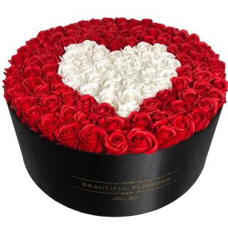 Inima din Trandafiri in Cutie Gigant, 50 cm