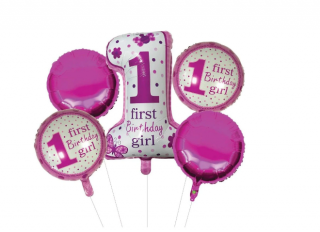 Set Baloane aniversare 1 an cu cifra  Roz
