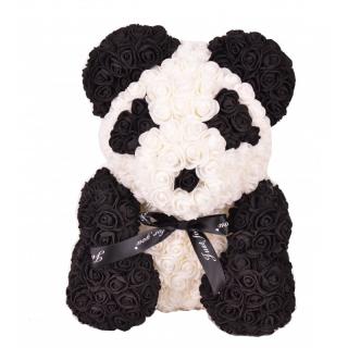 Ursulet Din Trandafiri, Panda, 40cm + Cutie Cadou