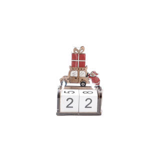 Calendar decorativ Craciun, lemn, 7,5x4x12 cm