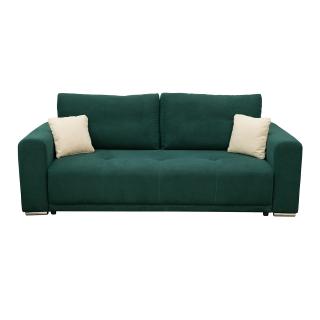 Canapea BERNA extensibila, 3 locuri, cu arcuri si lada depozitare, verde, 238x108x77 cm