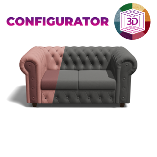 Canapea CHESTERFIELD extensibila, 2 locuri, cu arcuri, 168x90x80 cm, Configurator 3D