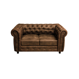 Canapea CHESTERFIELD fixa, 2 locuri, cu arcuri, maro deschis, 168x90x80 cm