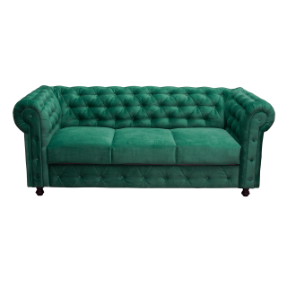 Canapea CHESTERFIELD fixa, 3 locuri, cu arcuri, verde, 205x90x80 cm