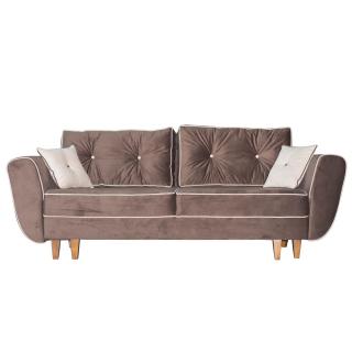 Canapea ELIZA extensibila, 3 locuri, cu arcuri, lada depozitare, maro, 240x110x90 cm