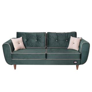 Canapea ELIZA extensibila, 3 locuri, cu arcuri, lada depozitare, verde smarald, 240x110x90 cm