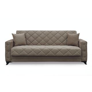 Canapea extensibila HEGEL, 3 locuri, cu arcuri si lada pentru depozitare, maro, 228x85x85 cm