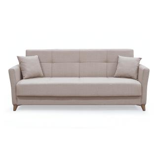 Canapea LOREN extensibila, 3 locuri, cu arcuri si lada depozitare, bej, 203x85x85 cm