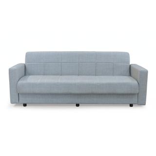 Canapea MARBELLA extensibila, 3 locuri, cu arcuri si lada depozitare, gri deschis, 214x73x80 cm