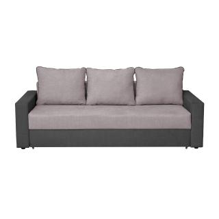 Canapea NICO II 3L extensibila, 3 locuri, cu arcuri si lada depozitare, gri antracit + mov prafuit, 220x85x75 cm