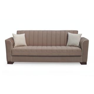 Canapea QUEEN extensibila, 3 locuri, cu arcuri si lada depozitare, cappuccino, 218x70x80 cm