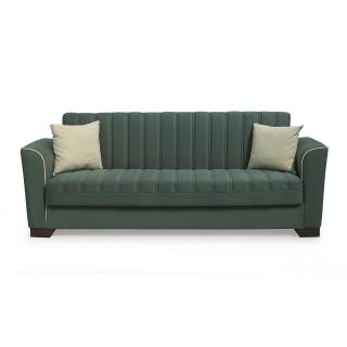 Canapea QUEEN extensibila, 3 locuri, cu arcuri si lada depozitare, verde, 218x70x80 cm