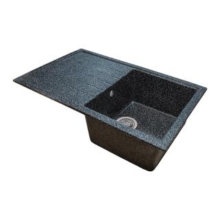 Chiuveta Elmy SN9035DR, pentru blat, granit-compozit, 1 cuva dreapta, negru, 78x50 cm