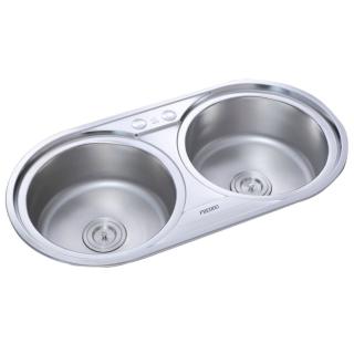 Chiuveta Freddo ERT-SN9024, pentru blat, finisaj anticalcar, doua cuve, 83x43,5cm, inox