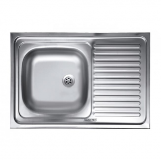 Chiuveta Sanitec S416S, pentru masca, finisaj satinat, cuva stanga, 80x50cm, inox