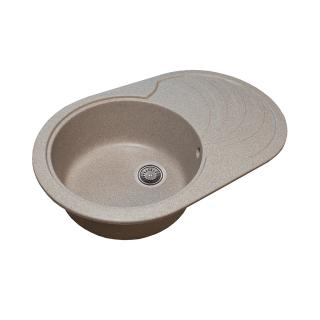 Chiuveta Sanitec SN9033ST, pentru blat, granit-compozit, 1 cuva stanga, bej, 78x50 cm