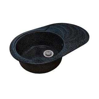 Chiuveta Sanitec SN9033ST, pentru blat, granit-compozit, 1 cuva stanga, negru, 78x50 cm