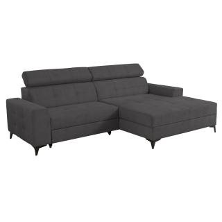 Coltar FELICIA extensibil, cu arcuri si lada depozitare, colt stanga, gri inchis, 275x175x92 cm