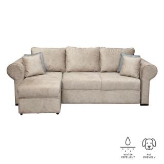 Coltar SEUL extensibil, cu arcuri si lada depozitare, colt interschimbabil, bej, 255x145x95 cm