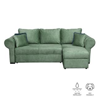 Coltar SEUL extensibil, cu arcuri si lada depozitare, colt interschimbabil, verde, 255x145x95 cm