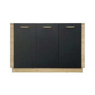 Comoda SO 12, 2 usi, soft close, corp artisan, fronturi MDF artisan + negru, 140x39x95 cm