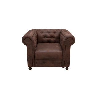 Fotoliu CHESTERFIELD cu arcuri, maro inchis, 105x90x80 cm