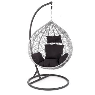 Leagan suspendat EGGY, negru + gri, 195 106x112x58 cm