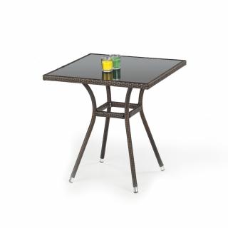 Masa de gradina MOBIL, ratan, maro inchis, 70x70x74 cm