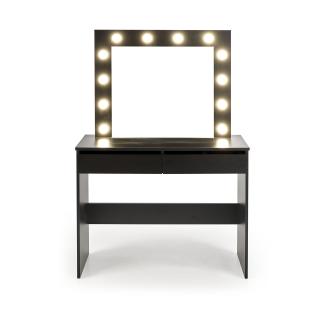 Masuta de toaleta HOLLYWOOD, cu oglinda si iluminare LED, negru, 94x43x140 cm