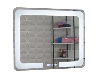 Oglinda cu iluminare LED, functie dezaburire, ceas si termometru, MD1, 80x60 cm