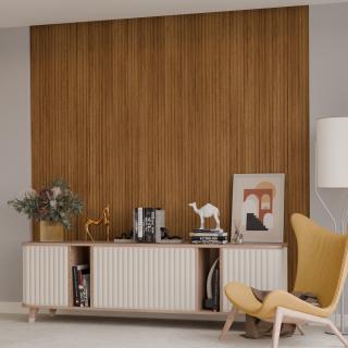 Panou riflaj decorativ TEAK, MDF, maro, 1,8x12,1x280 cm