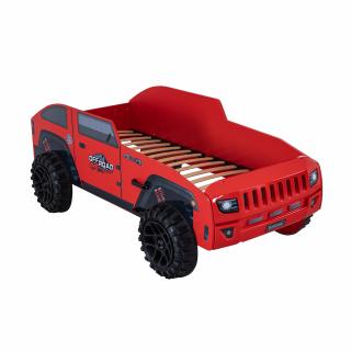 Pat pentru copii masina ECO JEEP, rosu, 90x190 cm