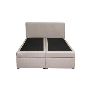 Pat tapitat BOXSPRING VISTA EC, 140x200 cm, cu sezut rabatabil, spatiu depozitare, bej