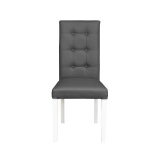 Scaun living TEO LUX, picioare lemn alb, piele ecologica gri, 46x60x98 cm