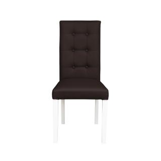 Scaun living TEO LUX, picioare lemn alb, piele ecologica maro inchis, 46x60x98 cm