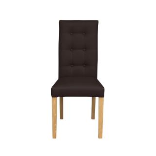 Scaun living TEO LUX, picioare lemn natur, piele ecologica maro inchis, 46x60x98 cm