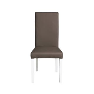 Scaun living TEO, picioare lemn alb, piele ecologica gri elefant, 46x60x98 cm