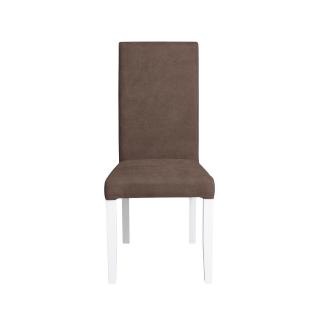 Scaun living TEO, picioare lemn alb, stofa maro, 46x60x98 cm