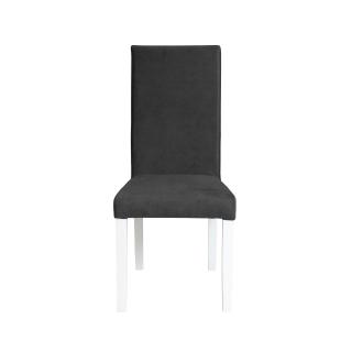 Scaun living TEO, picioare lemn alb, stofa z gri inchis, 46x60x98 cm