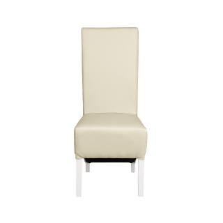 Scaun living VANESSA, picioare lemn alb, piele ecologica crem, 47x60x110 cm