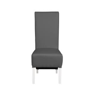 Scaun living VANESSA, picioare lemn alb, piele ecologica gri, 47x60x110 cm