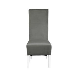 Scaun living VANESSA, picioare lemn alb, stofa gri deschis, 47x60x110 cm