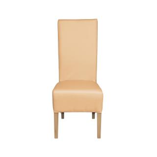 Scaun living VANESSA, picioare lemn natur, piele ecologica bej, 47x60x110 cm