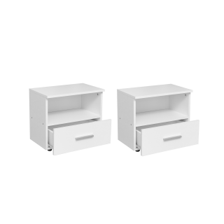 Set 2 Noptiere ALMA, 1 sertar, alb, 50x30x42 cm