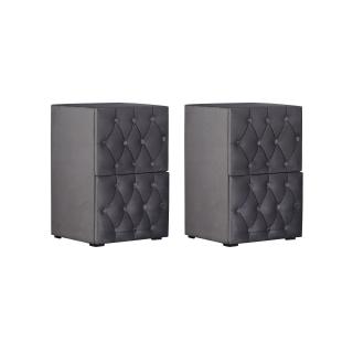 Set 2 Noptiere ROSE cu 2 sertare, stofa gri