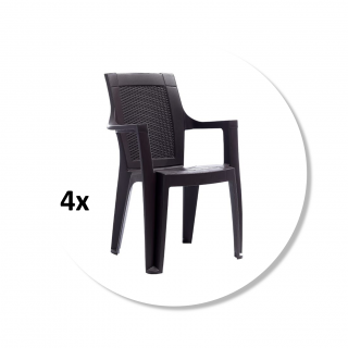 Set 4 scaune gradina ELEGANCE, model ratan, antracit, 62x57x88 cm