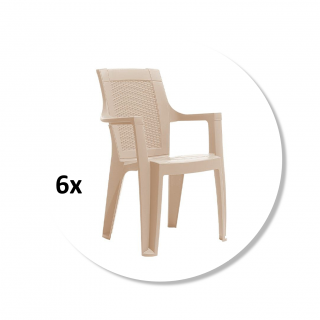 Set 6 scaune gradina ELEGANCE, model ratan, cappucino, 62x57x88 cm