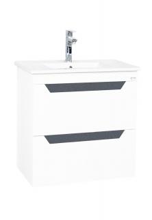 Set Baza front MDF si Lavoar, seria 056, 50 cm, suspendata cu sertare, alb antracit