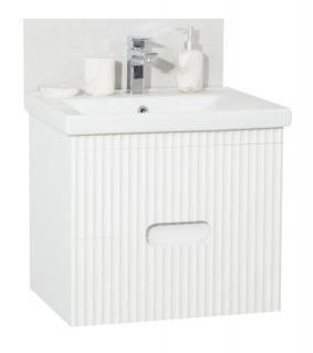 Set Baza front MDF si Lavoar, seria 709, 60 cm, suspendata cu sertare, alb